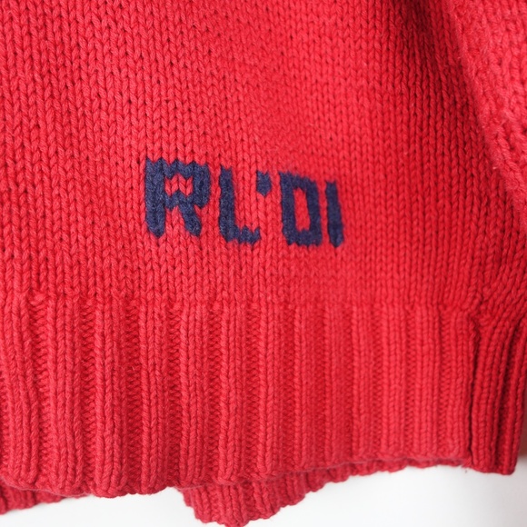 Vintage 2001 Ralph Lauren Hand Knit Polo Bear Crewneck Sweater, Size 2XL - Picture 7 of 9